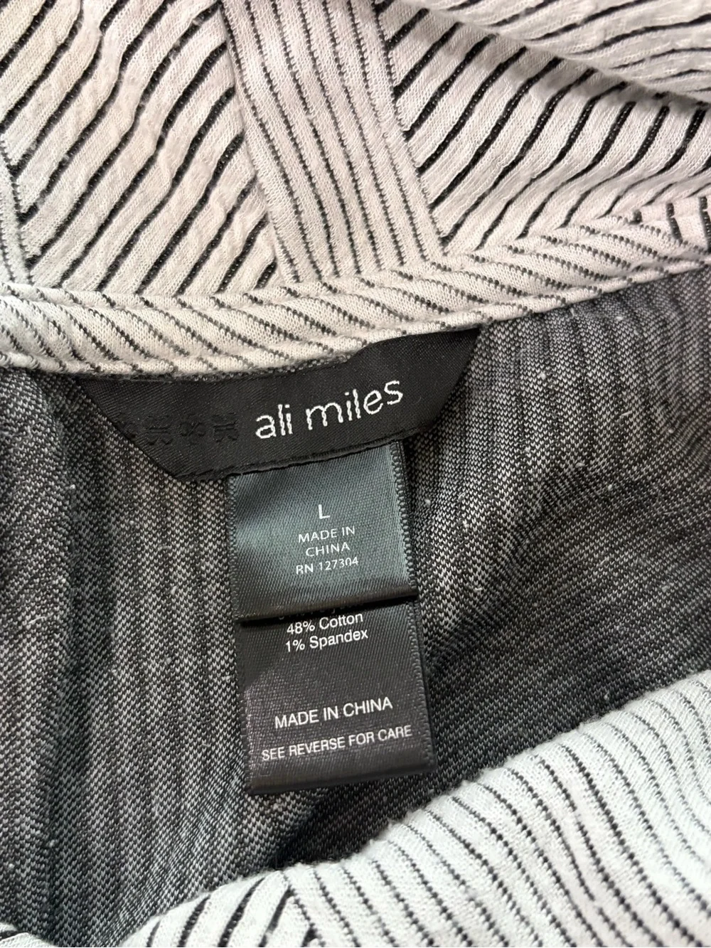 Ali Miles Women’s Large Striped Cowl Neck Tunic Top - Button Detail